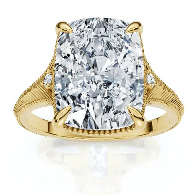 Pompeii3 Certified 5ct Taylor Elongated Cushion Engagement Ring 14k Yellow Gold Lab Grown In Multi