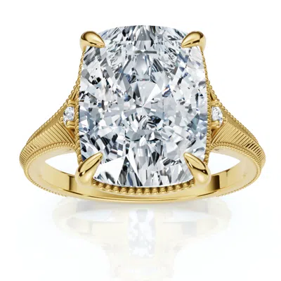 Pompeii3 Certified 5ct Taylor Elongated Cushion Engagement Ring 14k Yellow Gold Lab Grown