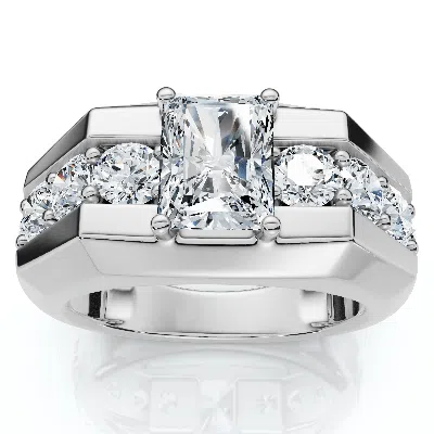 Pompeii3 Certified 6 1/2ct Men's Radiant Cut Diamond Ring 14k Gold Lab Grown Fg/vs In Metallic
