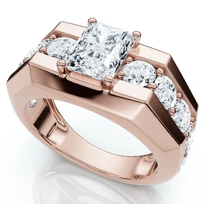 Pompeii3 Certified 6 1/2ct Men's Radiant Cut Diamond Ring 14k Gold Lab Grown Fg/vs In Red