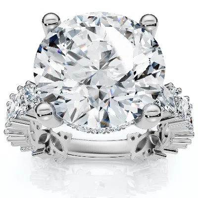 Pompeii3 Certified 6.78ct Round Cut Diamond Engagement Ring 14k White Gold Lab Grown Size: 7 In Metallic