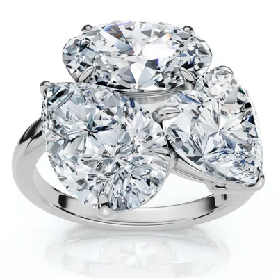 Pompeii3 Certified 6ct Abstract 3-stone Diamond Ring 14k Gold Or Platinum Lab Grown In White