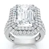 Pompeii3 Certified 6ct Aria Emerald Diamond Engagement Ring 14k Gold/platinum Lab Grown In Silver