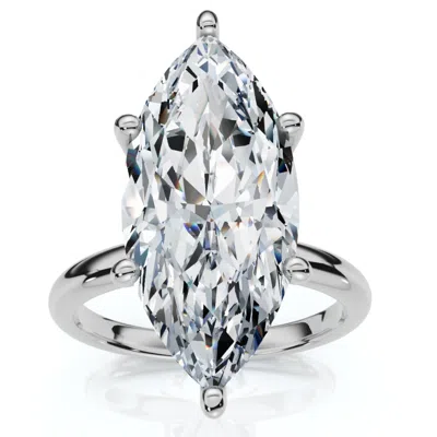 Pompeii3 Certified 6ct Marquise Solitaire Diamond Engagement Ring 14k Gold Lab Grown In Silver