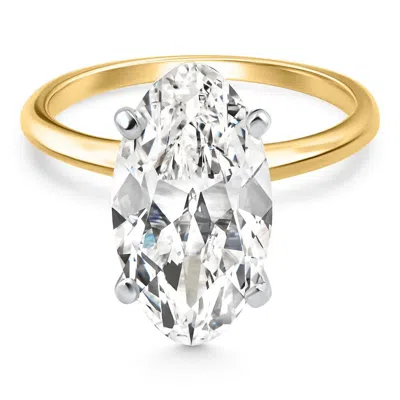 Pompeii3 Certified 6ct Moval Solitaire Diamond Engagement Ring 14k Gold Lab Grown