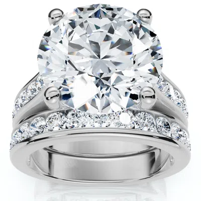 Pompeii3 Certified 6ct Sharon Diamond Engagement Wedding Ring Set Gold Lab Grown In Metallic