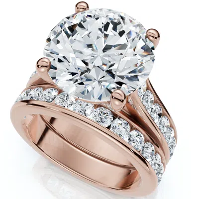 Pompeii3 Certified 6ct Sharon Diamond Engagement Wedding Ring Set Gold Lab Grown In Brown