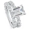 Pompeii3 Certified 7.74ct Emerald Diamond Side Halo Engagement Ring Set 14k Lab Grown Size: 7 In Multi