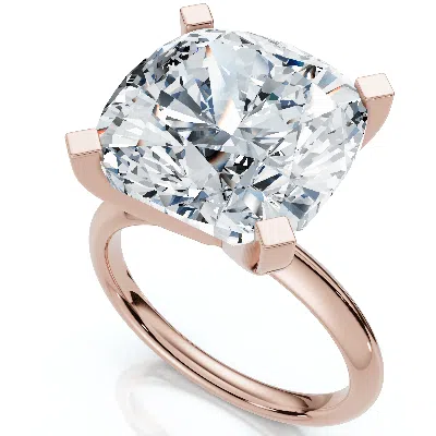Pompeii3 Certified 7ct Cushion Diamond Engagement Ring 14k Gold Lab Grown In Pink