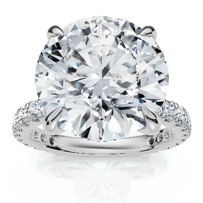 Pompeii3 Certified 7ct Diamond Hidden Halo Engagement Side Halo Ring Lab Grown In Metallic