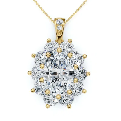 Pompeii3 Certified 8 1/2ct Oval Diamond Pendant 14k Gold Lab Grown 1.25" Tall