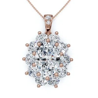 Pompeii3 Certified 8 1/2ct Oval Diamond Pendant 14k Gold Lab Grown 1.25" Tall In Multi