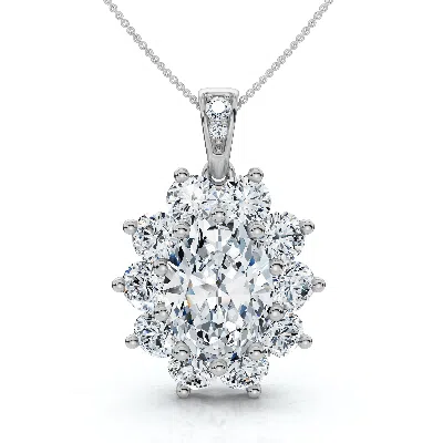Pompeii3 Certified 8 1/2ct Oval Diamond Pendant 14k Gold Lab Grown 1.25" Tall In Brown