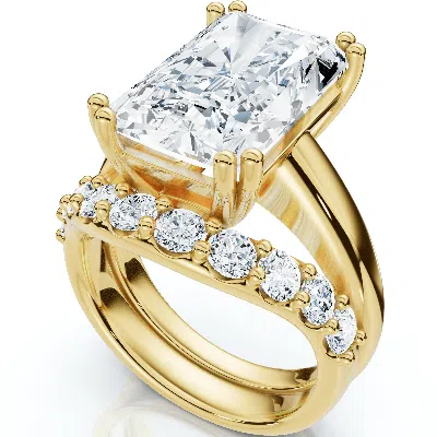 Pompeii3 Certified 8ct Radiant Cut Diamond Engagement Ring Set 14k Gold Lab Grown