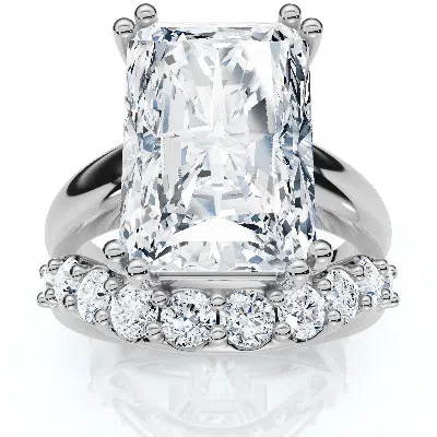 Pompeii3 Certified 8ct Radiant Cut Diamond Engagement Ring Set 14k Gold Lab Grown In Metallic
