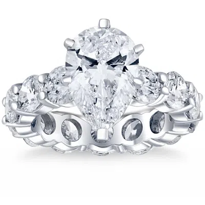 Pompeii3 Certified 8ct Tw Pear Diamond Eternity Engagement Ring In 14k Gold Lab Grown In Metallic