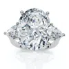 Pompeii3 Certified 9 1/2ct Oval Three Stone Diamond Engagement Ring 14k Gold Lab Grown In Silver