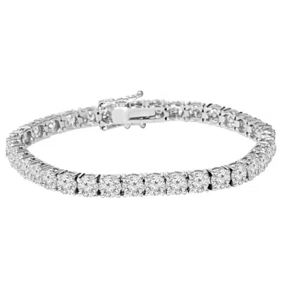 Pompeii3 Certified 9 Ct Natural Diamond Tennis Bracelet 14k White Gold 7" In Multi