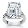 Pompeii3 Certified 9.20ct Emerald Cut Sam Diamond Engagement Ring 14k Gold/pt Lab Grown In Silver