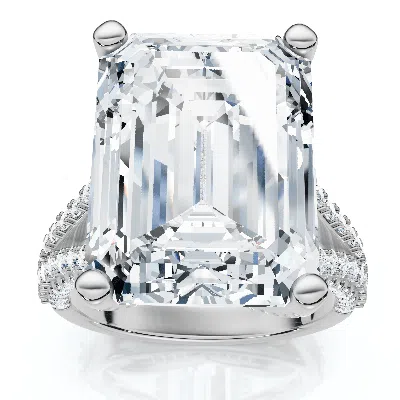 Pompeii3 Certified 9.80ct Aspen Emerald Cut Diamond Engagement Ring 14k Gold Lab Grown In Metallic