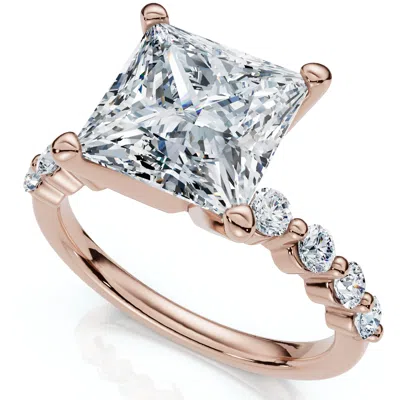 Pompeii3 Certified Monica Princess Cut 3 1/2ct Diamond Engagement Ring 14k Gold Lab Grown In Metallic