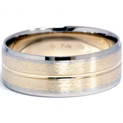 Pompeii3 Channel Brushed Wedding Band 14k Gold In Silver