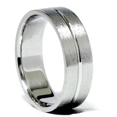 Pompeii3 Channel Brushed Wedding Band 14k White Gold Size Selectable In Multi