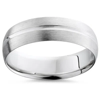 Pompeii3 Channel Brushed Wedding Band 950 Platinum Size Selectable In Multi