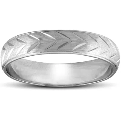 Pompeii3 Chevron Brushed Mens Wedding Band 14k White Gold Size Selectable In Multi