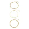 Pompeii3 Cinthia Anklet 3 Piece Set 18k Gold Plated 9" With 2" Extender In Gold