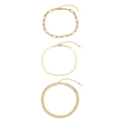 Pompeii3 Cinthia Anklet 3 Piece Set 18k Gold Plated 9" With 2" Extender