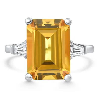 Pompeii3 Citrine & Diamond Ring White Gold Lab Grown In Metallic