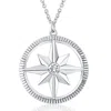 Pompeii3 Compass Diamond Solitaire Pendant 14k White Gold Women's Necklace In Multi