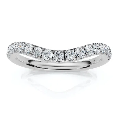 Pompeii3 Curved Diamond Wedding Ring Enhanced 1/3ct 14k Gold Or Platinum Lab Grown In Metallic