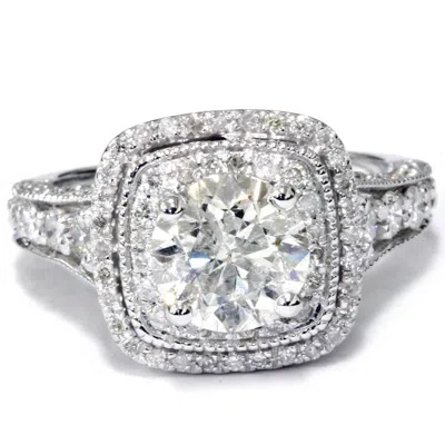 Pompeii3 Cushion Double Halo Round Lab Diamond 2 Carat Engagement Ring 14k White Gold Size Selectable In Multi
