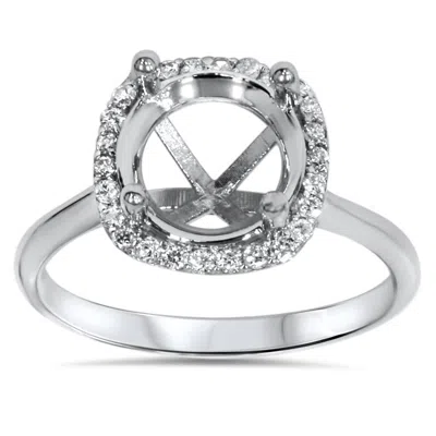 Pompeii3 Cushion Halo Diamond Engagement Ring Setting 14k White Gold In Silver