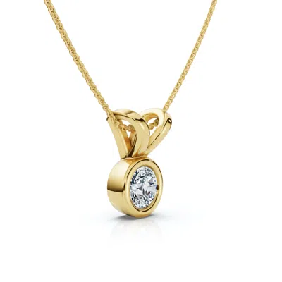Pompeii3 Dainty Stackable .033ct Solitaire Bezel Diamond Pendant 14k Gold Lab Grown Ef/vs