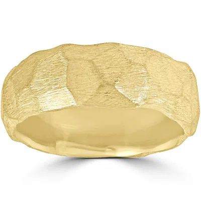 Pompeii3 Designer 14k Yellow Gold Hammered Nugget Wedding Band Size Selectable In Multi