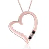 Pompeii3 Diamond & Blue Sapphire Heart Pendant 3-stone Rose Gold With 18" Chain In Black