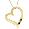 Pompeii3 Diamond & Blue Sapphire Heart Pendant 3-stone Yellow Gold With 18" Chain In Multi
