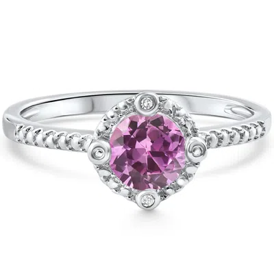 Pompeii3 Diamond & Pink Topaz White Gold Ring Size: 8 In Multi
