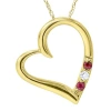 Pompeii3 Diamond & Ruby Heart Pendant 3-stone 10k Yellow Gold With 18" Chain In Multi