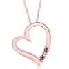 Pompeii3 Diamond & Ruby Heart Pendant 3-stone Rose Gold With 18" Chain In Multi