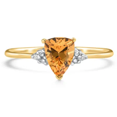 Pompeii3 Diamond & Trillion Citrine Yellow Gold Ring Size: 9 In Multi
