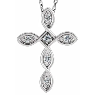 Pompeii3 Diamond Cross Pendant 14k White Gold Ex3 Lab Grown In Silver
