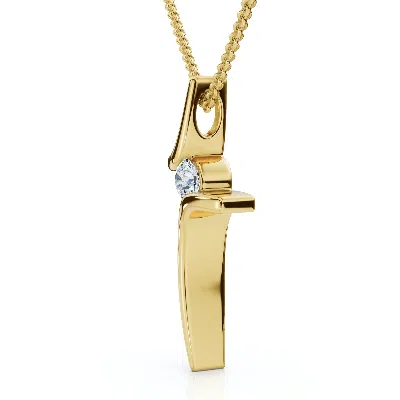 Pompeii3 Diamond Cross Pendant Gold 18" Necklace 5/8" Tall Lab Grown