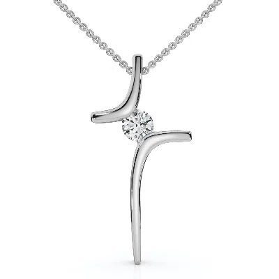 Pompeii3 Diamond Cross Pendant Gold 18" Necklace 5/8" Tall Lab Grown In Silver