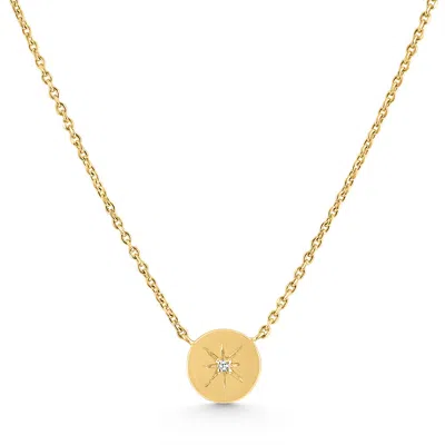 Pompeii3 Diamond Disc Starburst Pendant 14k Yellow Gold Necklace 18" In Multi