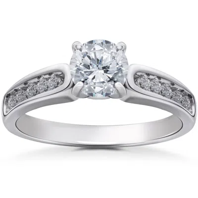 Pompeii3 Diamond Engagement Ring 1 Ct14k White Gold Solitaire Channel Set In Silver