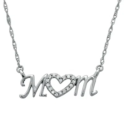 Pompeii3 Diamond Heart Mom Pendant 10k White Gold Women's Necklace In Multi